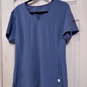 Elegant Blue V-Neck Short Sleeve Top